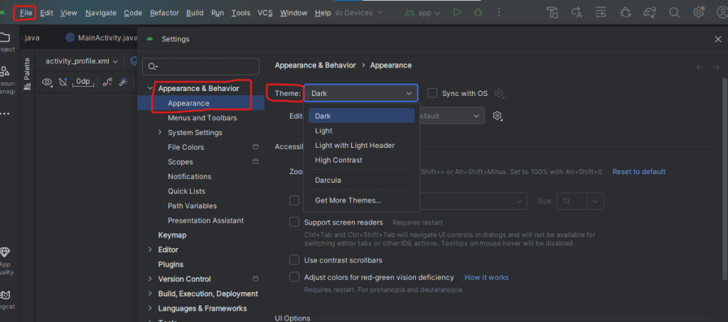 Installing android studio - Android Studio Settings