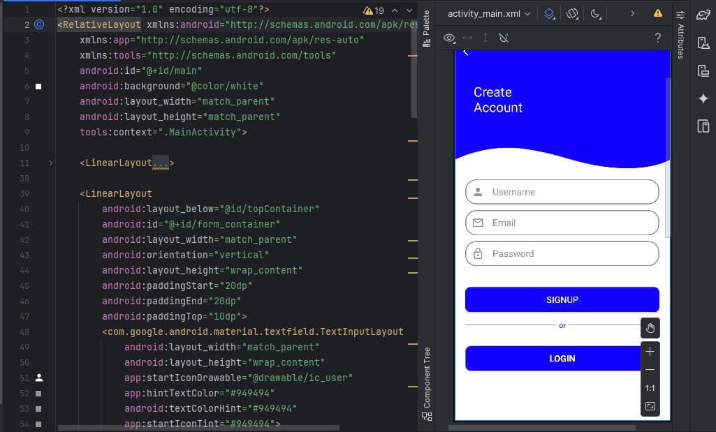 Signup Screen Layout in Android