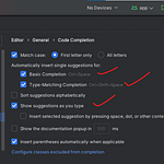android studio setup - code completion settings screenshot